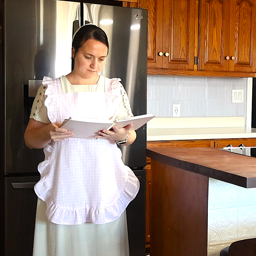 The Willow Ruffle Cross-Back Apron | Adjustable Linen Apron | Feminine Blush Checkered Cottage Apron